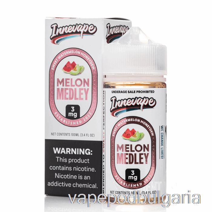 Vape 10000 Дръпки Melon Medley - Innevape E-liquids - 100ml 0mg